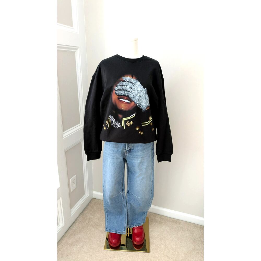 MeJend Black Michael Jackson Bling Sweatshirt - Picture 3 of 7